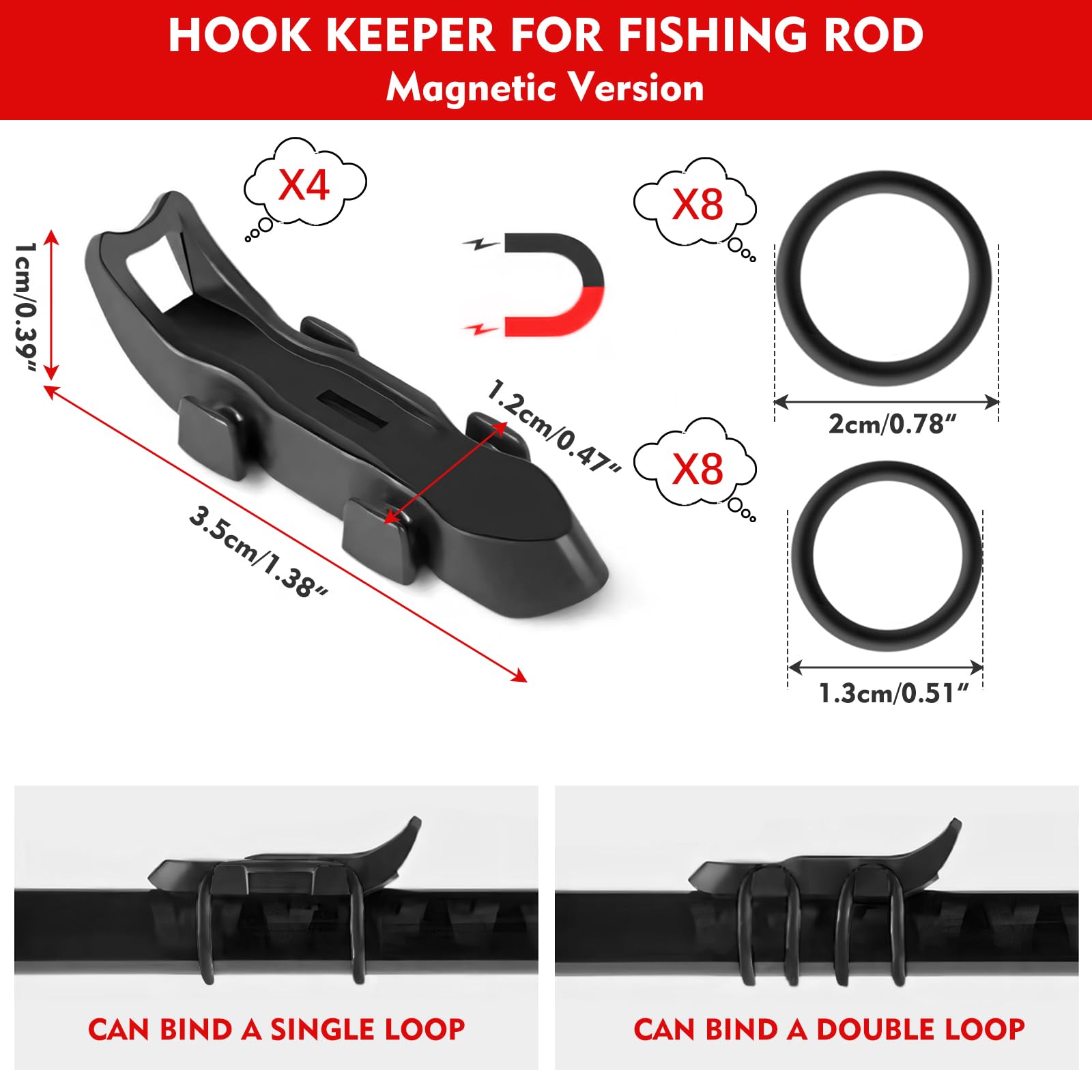 HK2F bait holder showing two rubber ring sizes