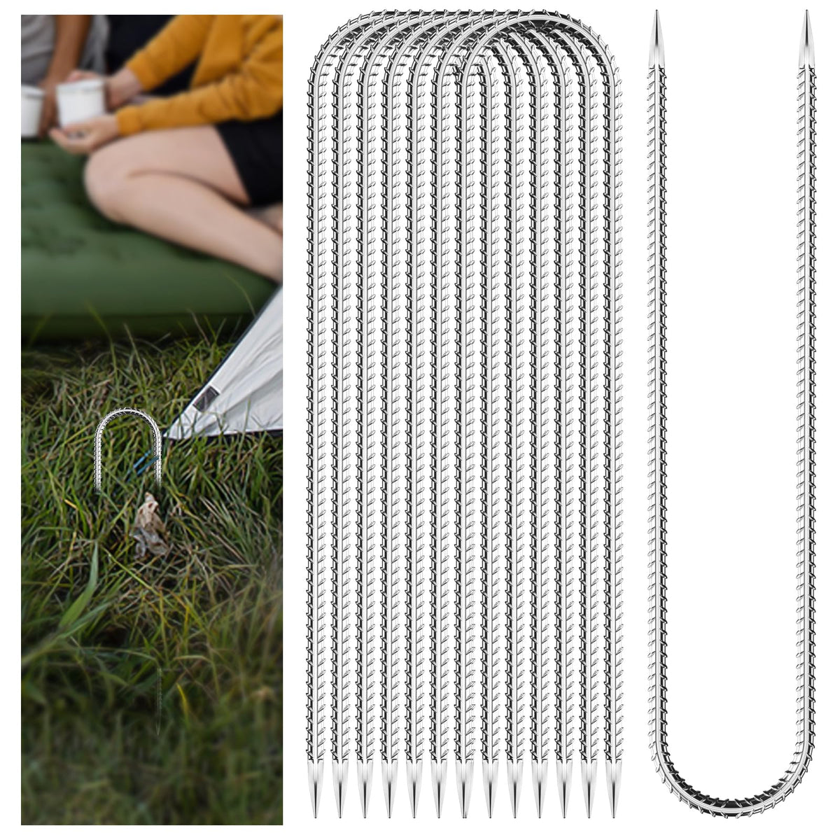 Hldgras 20pc trampoline stakes pack keeps outdoor setups secure.