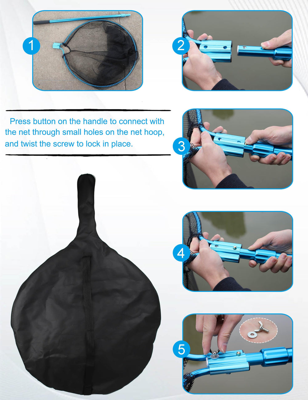 Hlotmeky deep 38 inch net keeps slippery catches secure