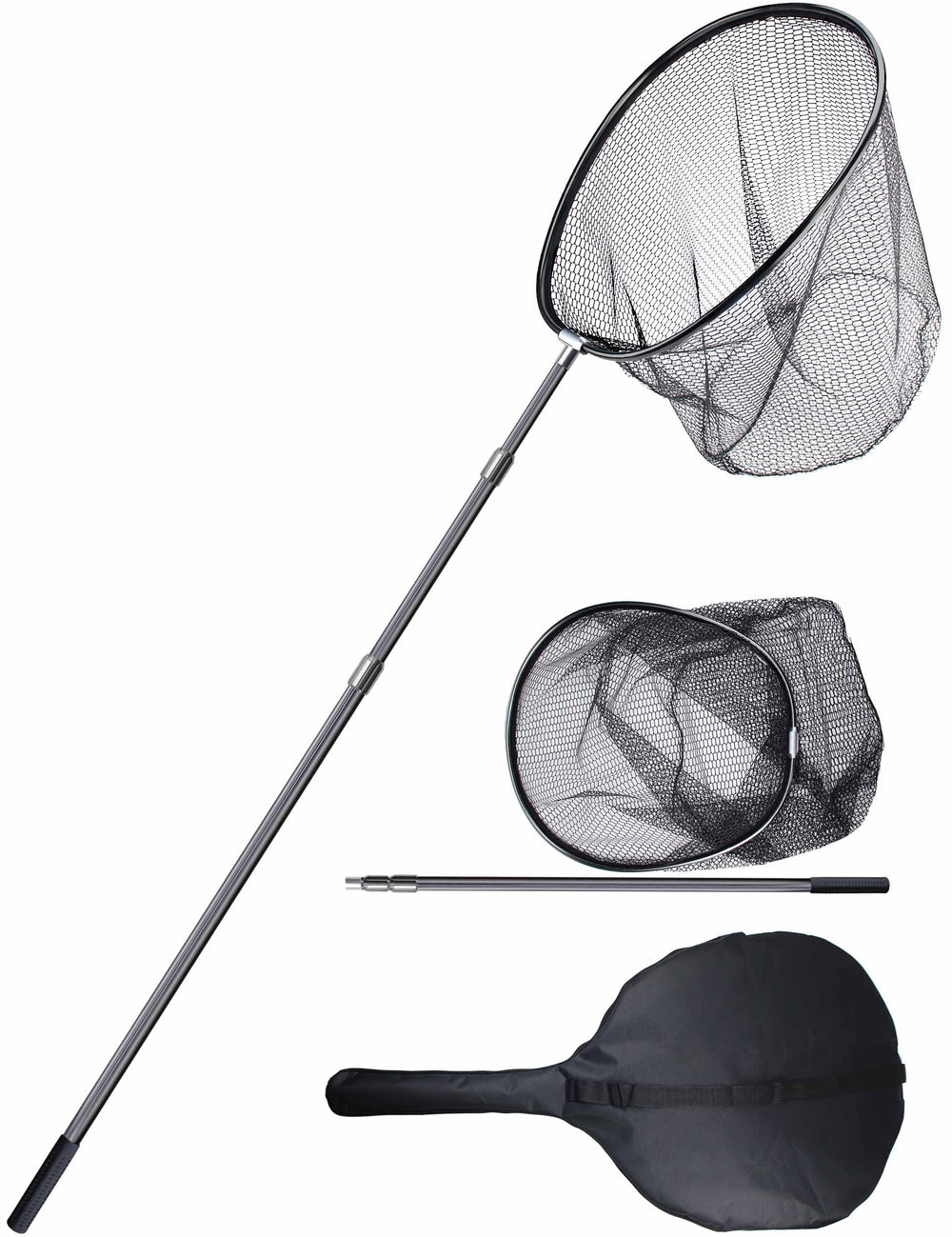 Hlotmeky extra-long fishing net handle extended for long-reach shoreline fishing.