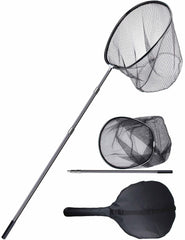 Hlotmeky extra-long fishing net handle extended for long-reach shoreline fishing.