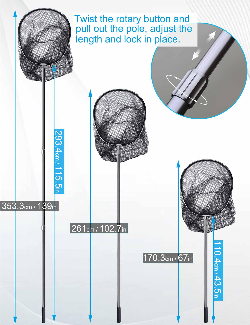 Hlotmeky rubber-coated fishing net reduces tangling during release.