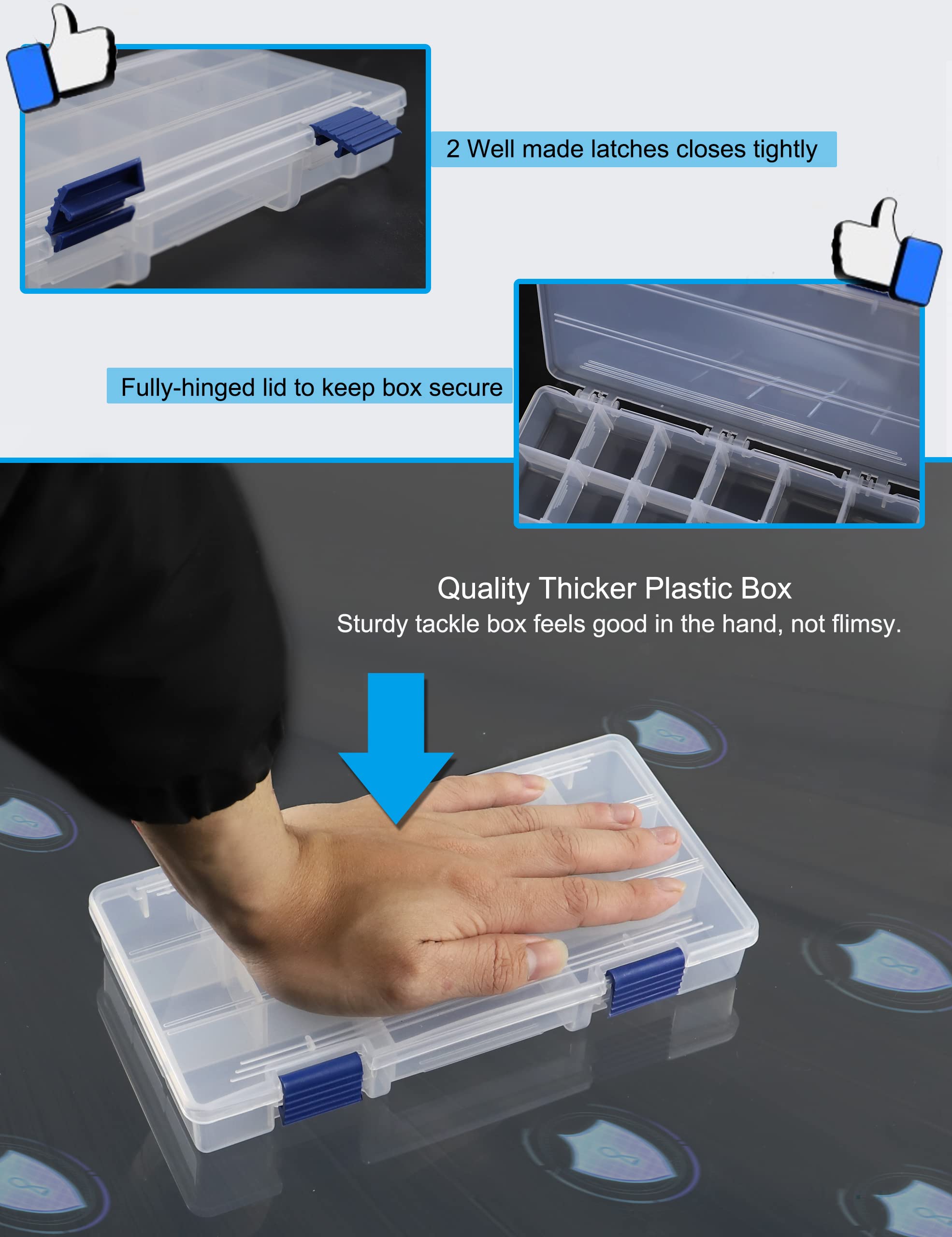 Portable slim tackle box for fishing gear and small parts