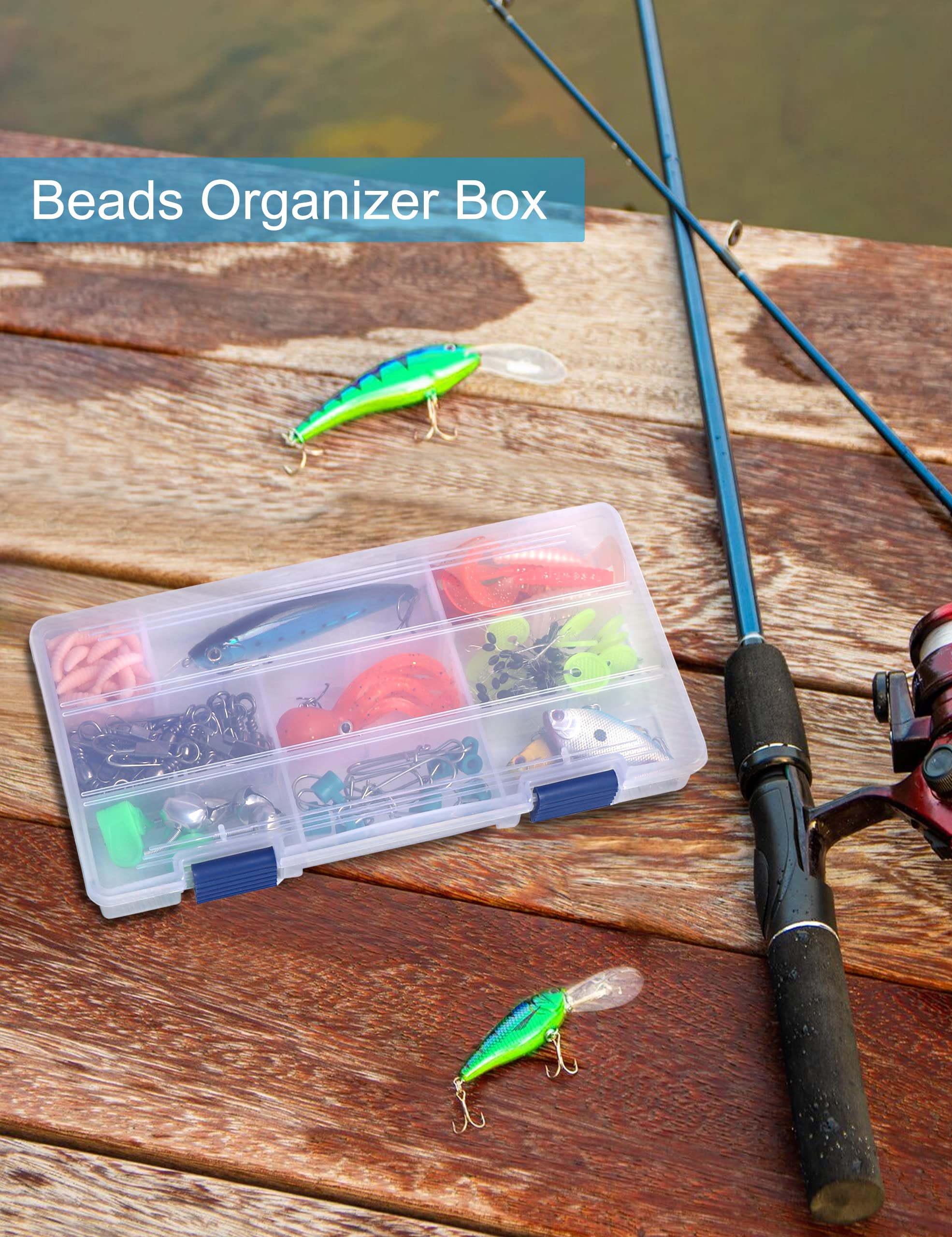 Travel-ready tackle box setup with transparent design