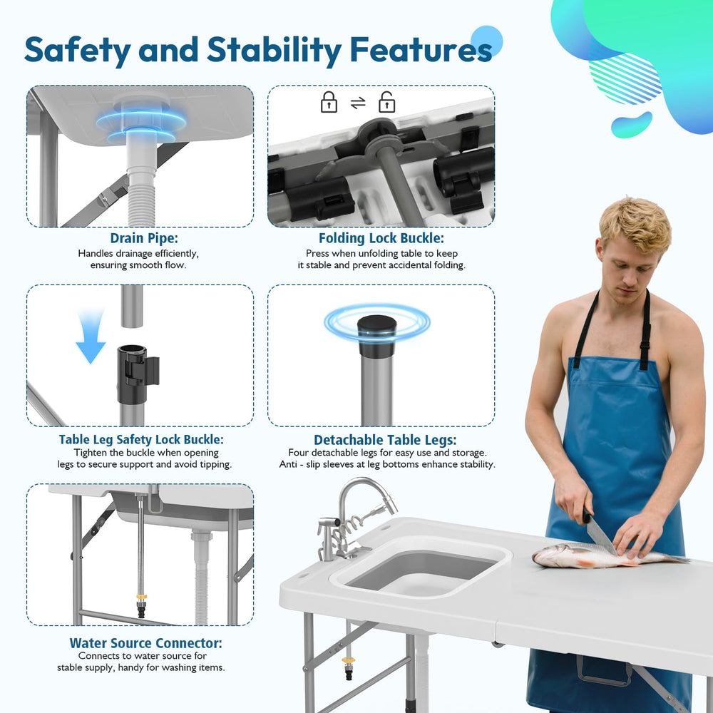 HLPB large-height outdoor work table suits filleting fish and outdoor prep.