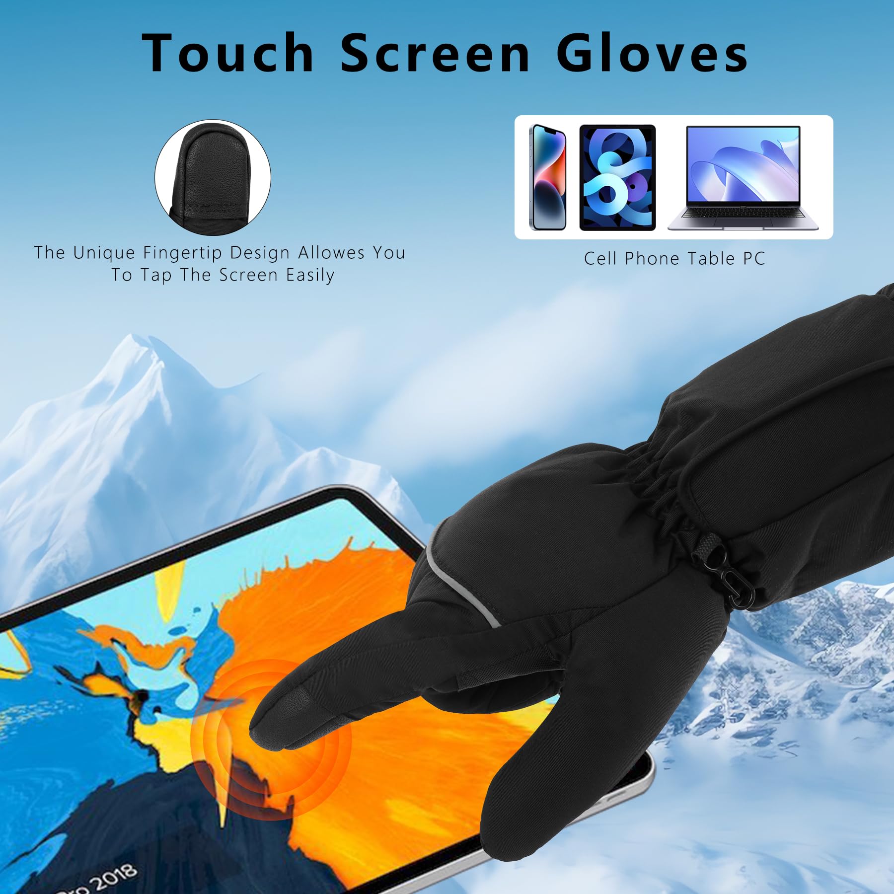 HLTWCLO heated gloves with reflective strip for visibility in low light