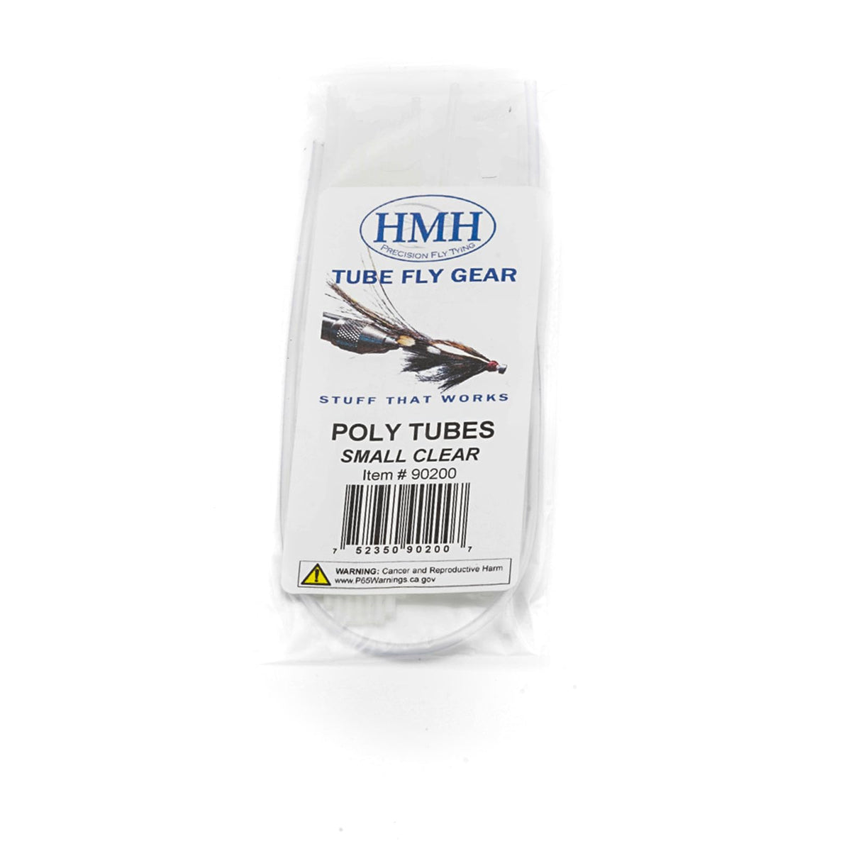 H&M Small Poly Tubes Clear for tube flies; ideal for cold water conditions.