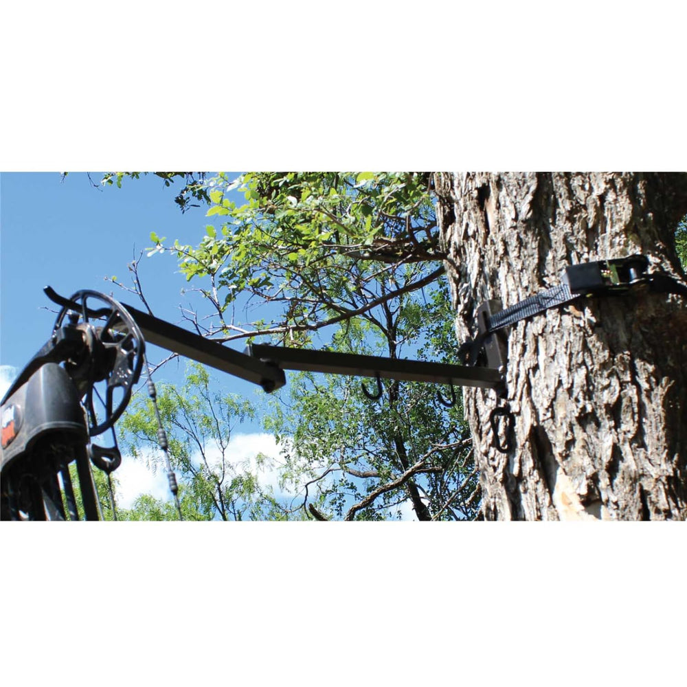HME Bow Hanger with two accessory hooks for rattling antlers and binoculars.