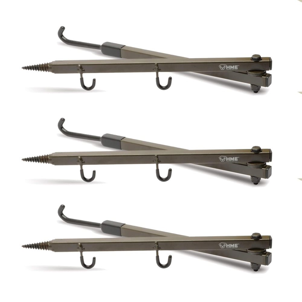 HME bow hanger shows two accessory hooks for gear organization