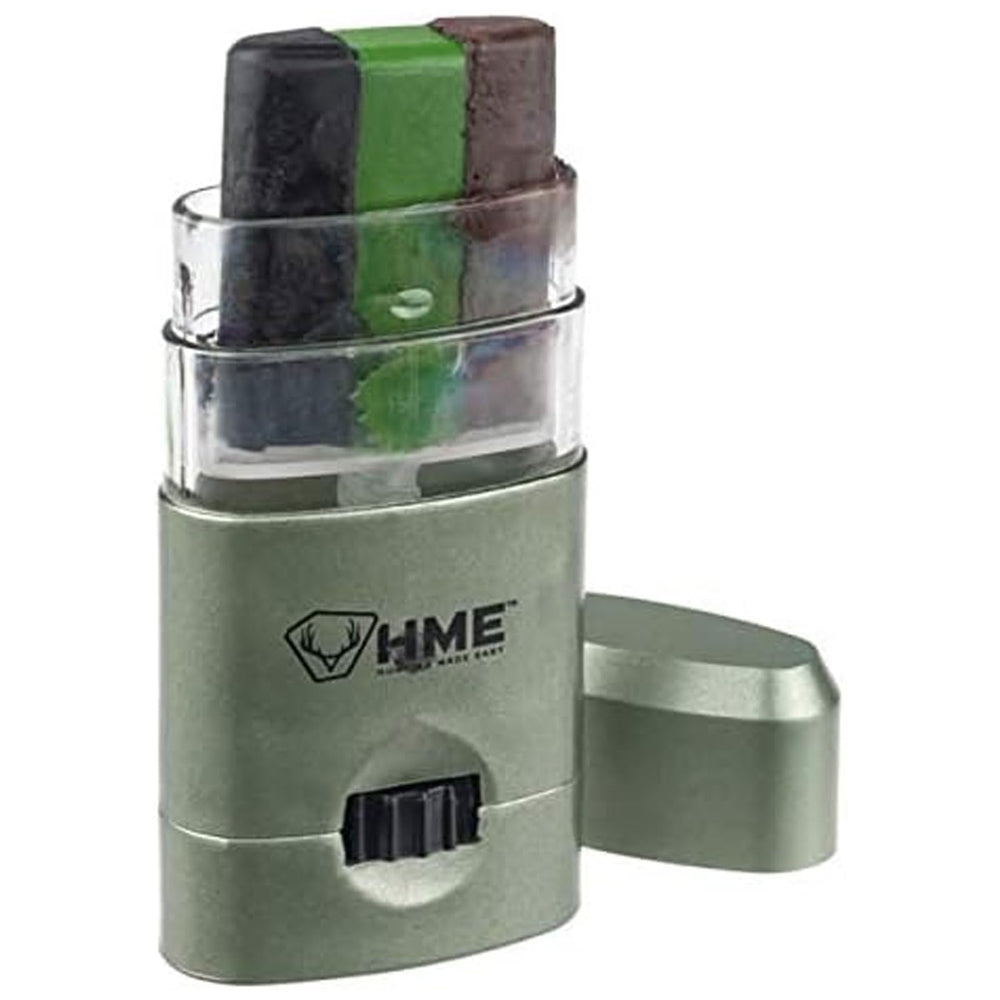 HME compact portable camo stick fits gear bag for versatile outdoor use.