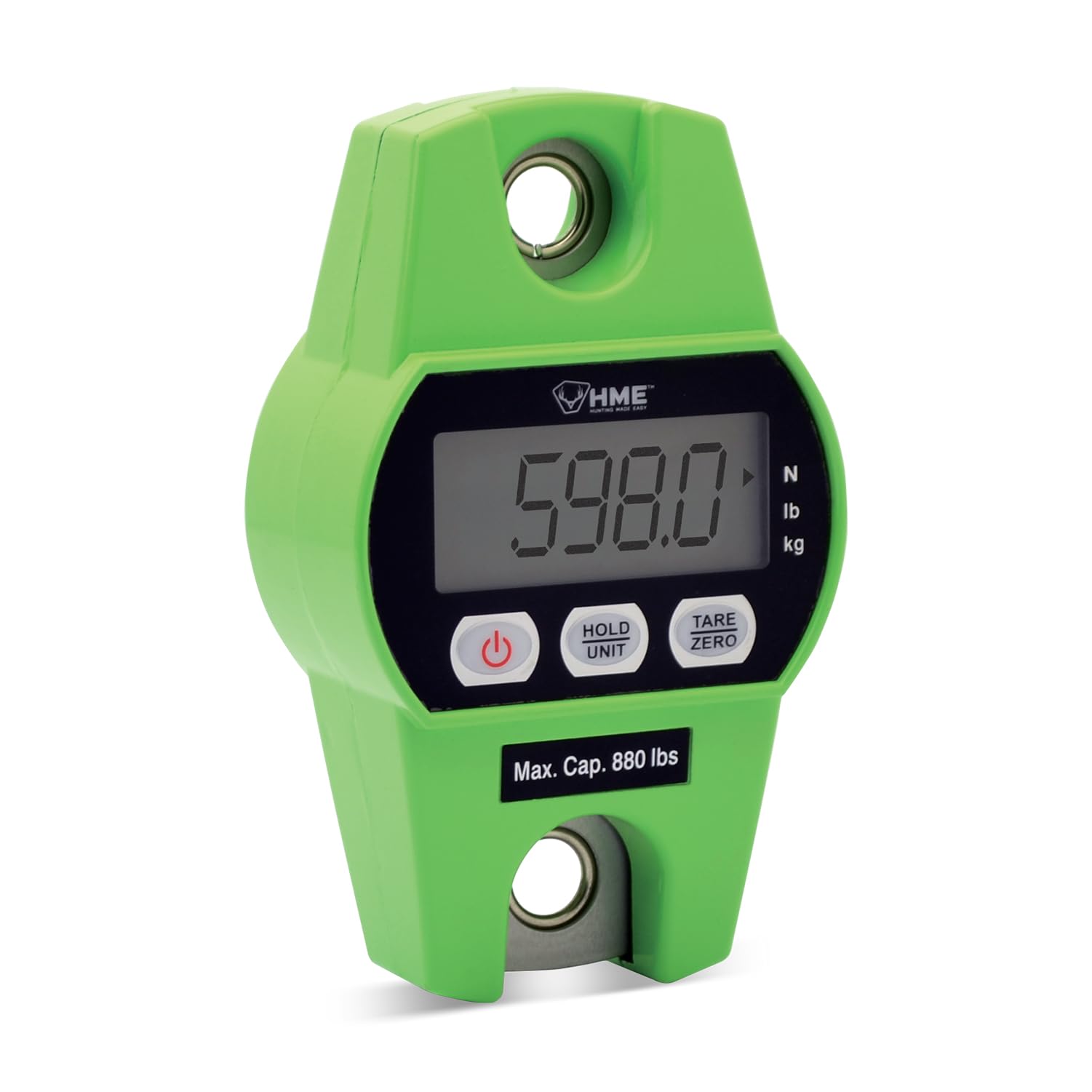 HME digital hanging scale with a large display provides quick weight readings.