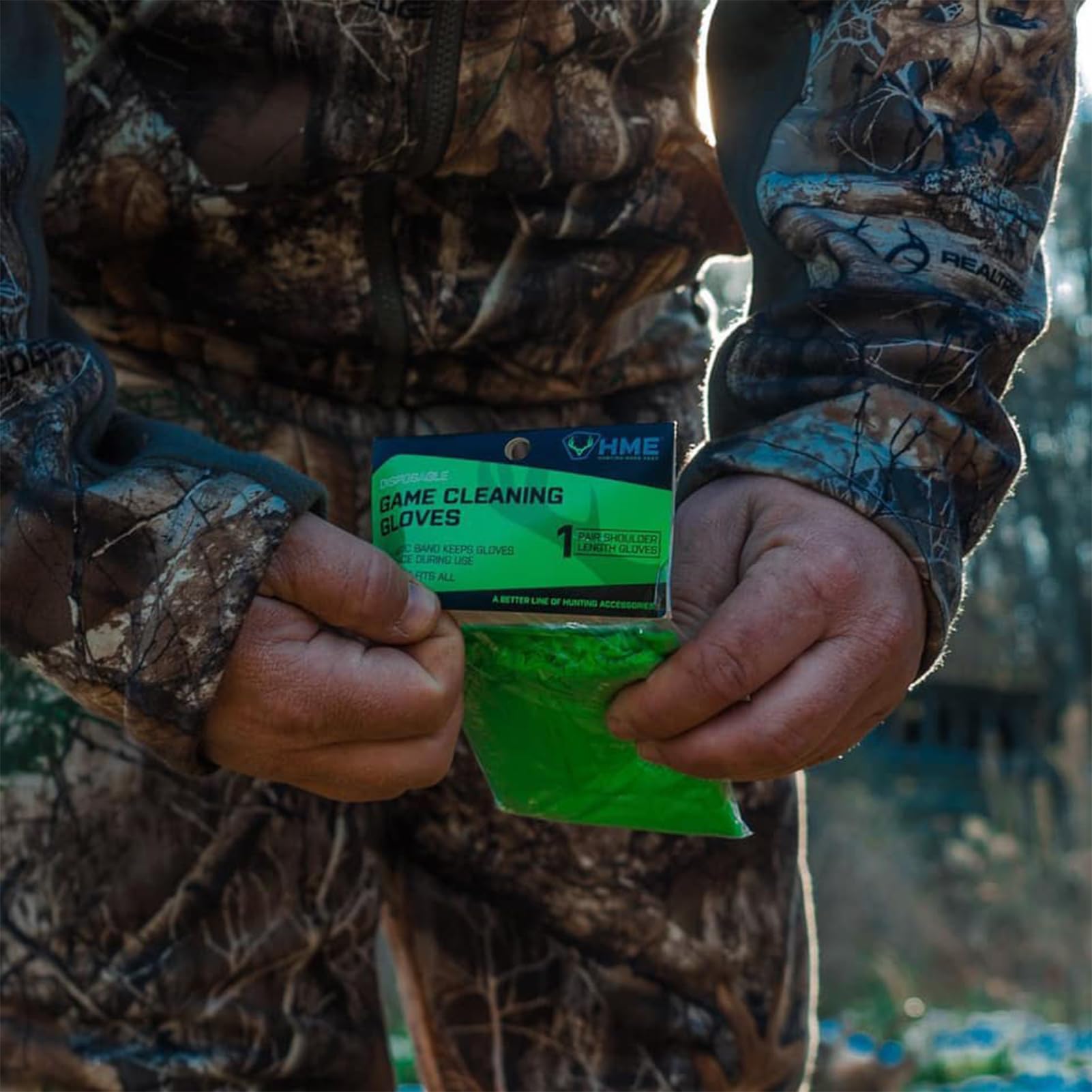 HME disposable gloves suited for post-hunt cleanup and disposal