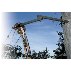 HME bow hanger folded to 10 inches for compact transport