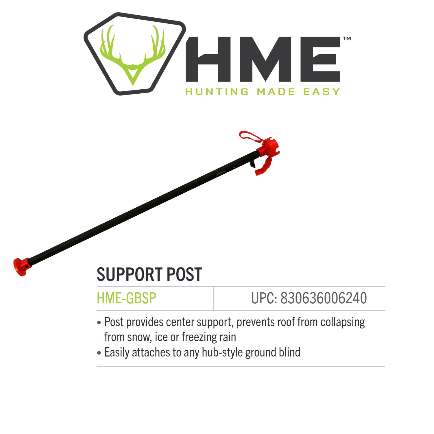 HME field-use-scene pole supports blinds in windy or wet conditions