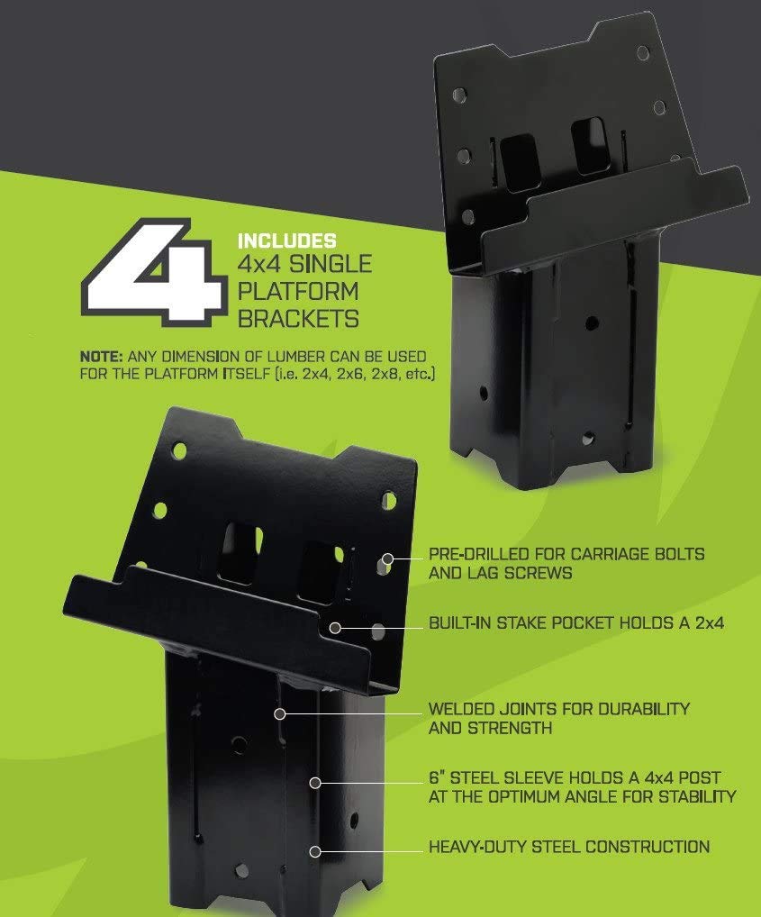 HME brackets mounted on angled legs with 4x4 posts for stability.