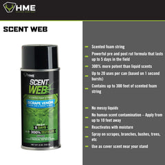 HME Scent Web aerosol spray action delivering mess-free scent deployment.