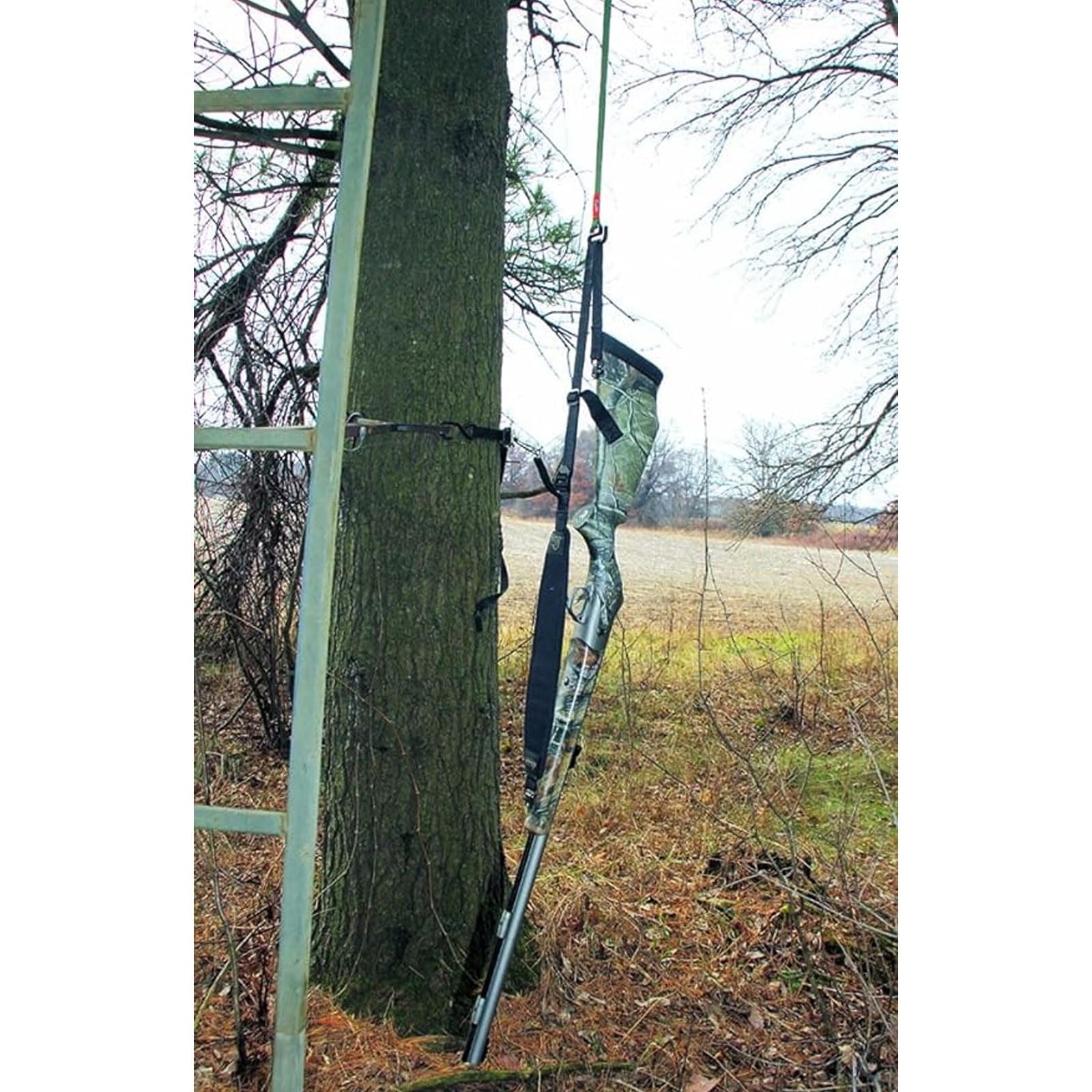 HME Sling Hoist extends 25 feet for reach in elevated hunting setups.