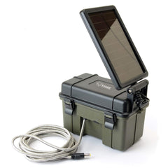 HME Trail Camera Power Pack in rugged box powering remote trail setups.