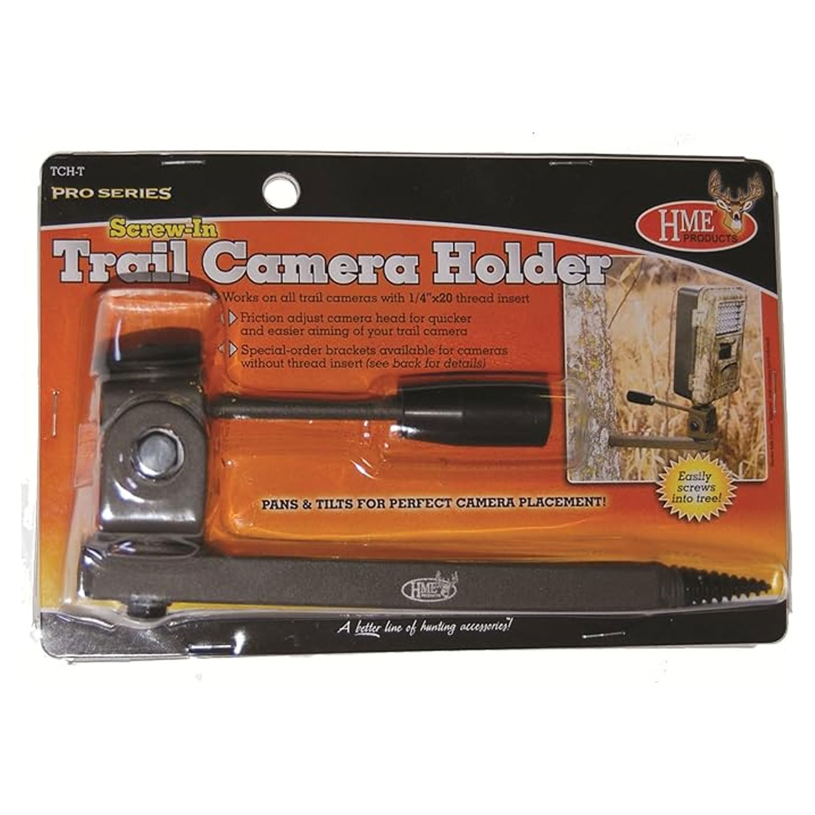 HME Trail Camera Holder attaches securely to T-Post for outdoor mounting versatility.