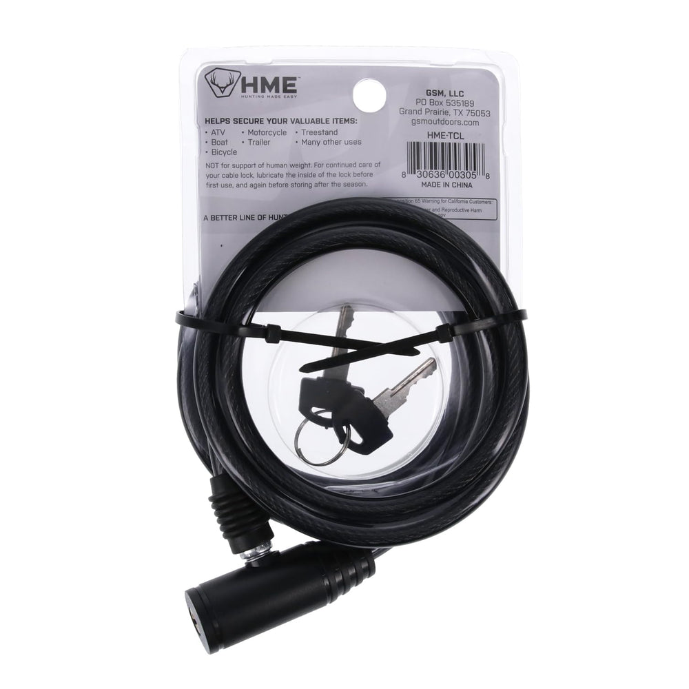 HME Treestand Cable Lock offers versatile security for gear and vehicles.