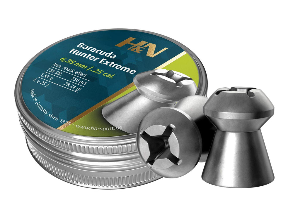 H&N Baracuda Hunter Extreme hollowpoint pellet for precise accuracy.