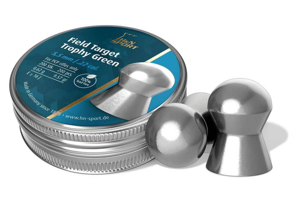 H&N Field Target Trophy Green.22 Cal 200ct pellets (front image)