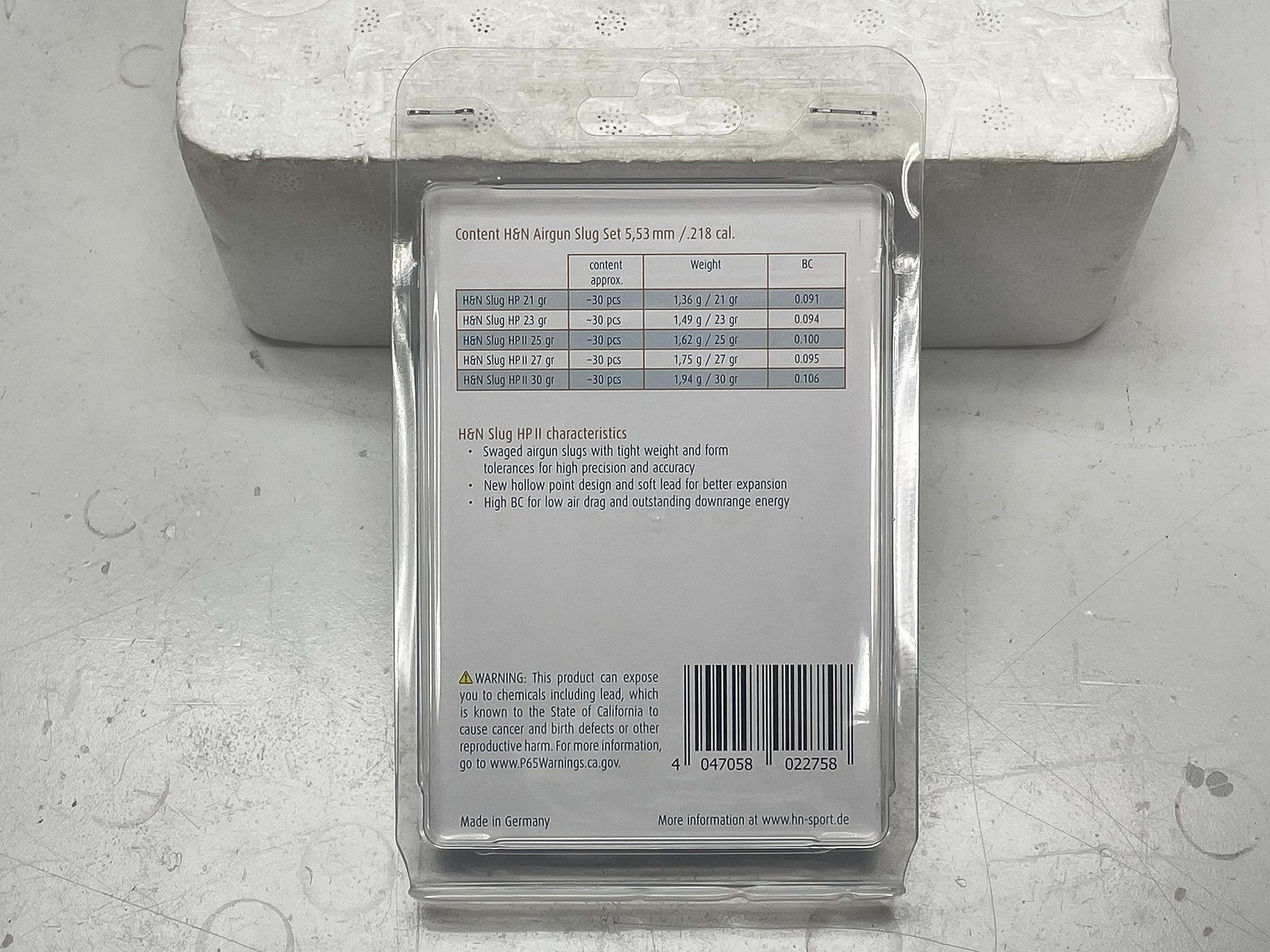 H&N Slug HP II Sampler five-types layout supports precision plinking.