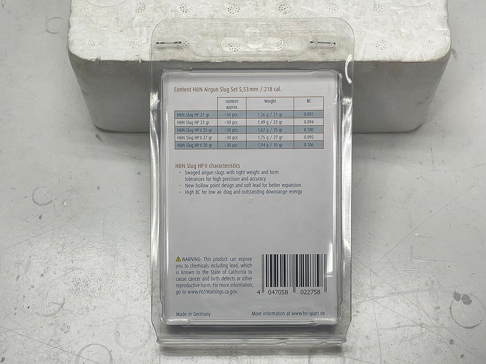 H&N Slug HP II Sampler five-types layout supports precision plinking.