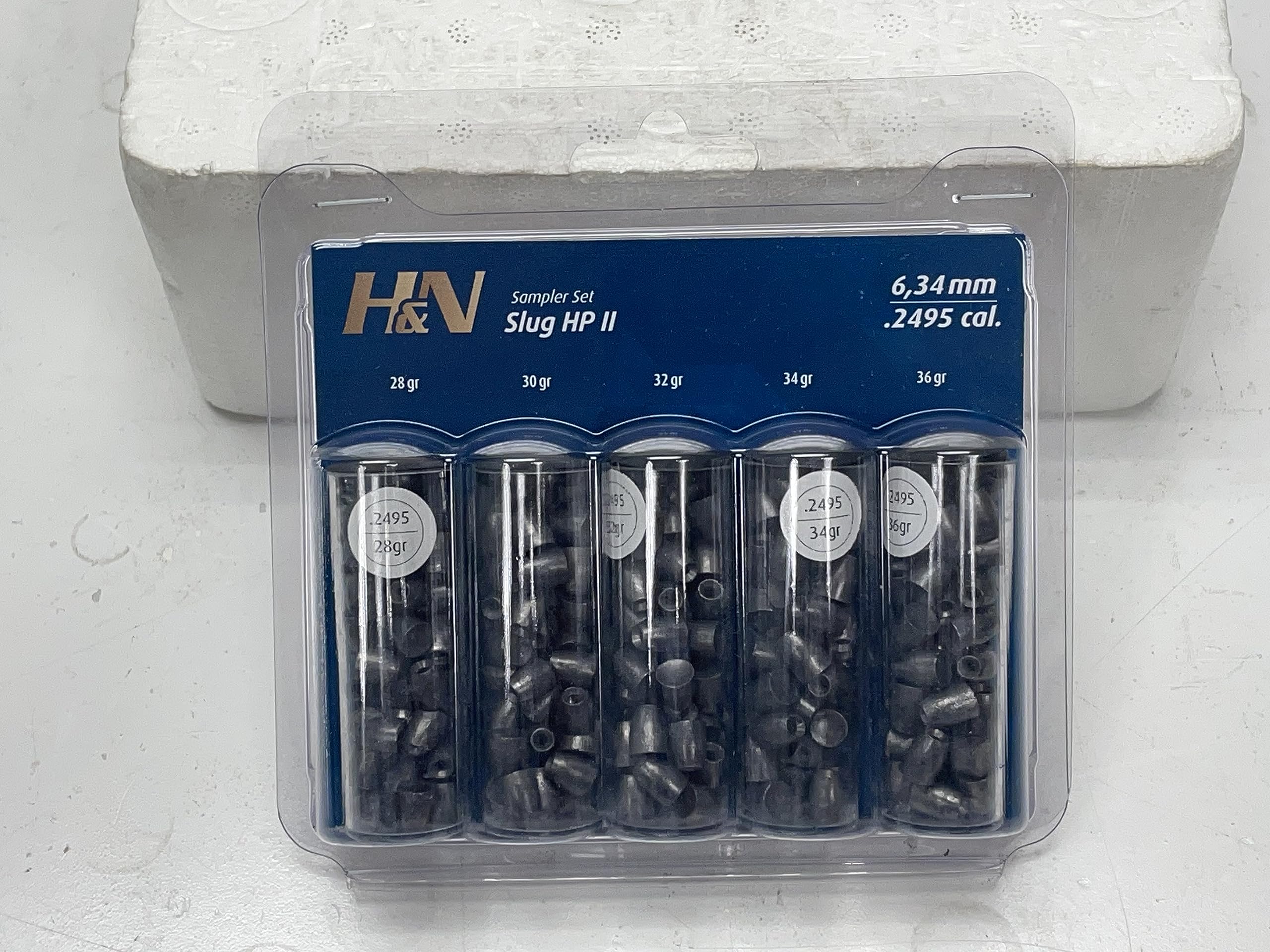 H&N Sport Slug HP II Sampler close-up highlights precision slug edges and surface finish.