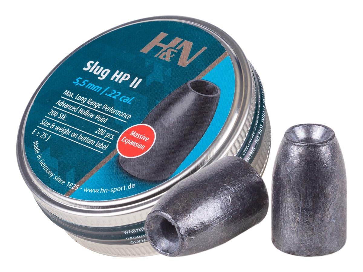 H&N Slug HP II .218 cal box with 200 slugs for precise air rifle shooting