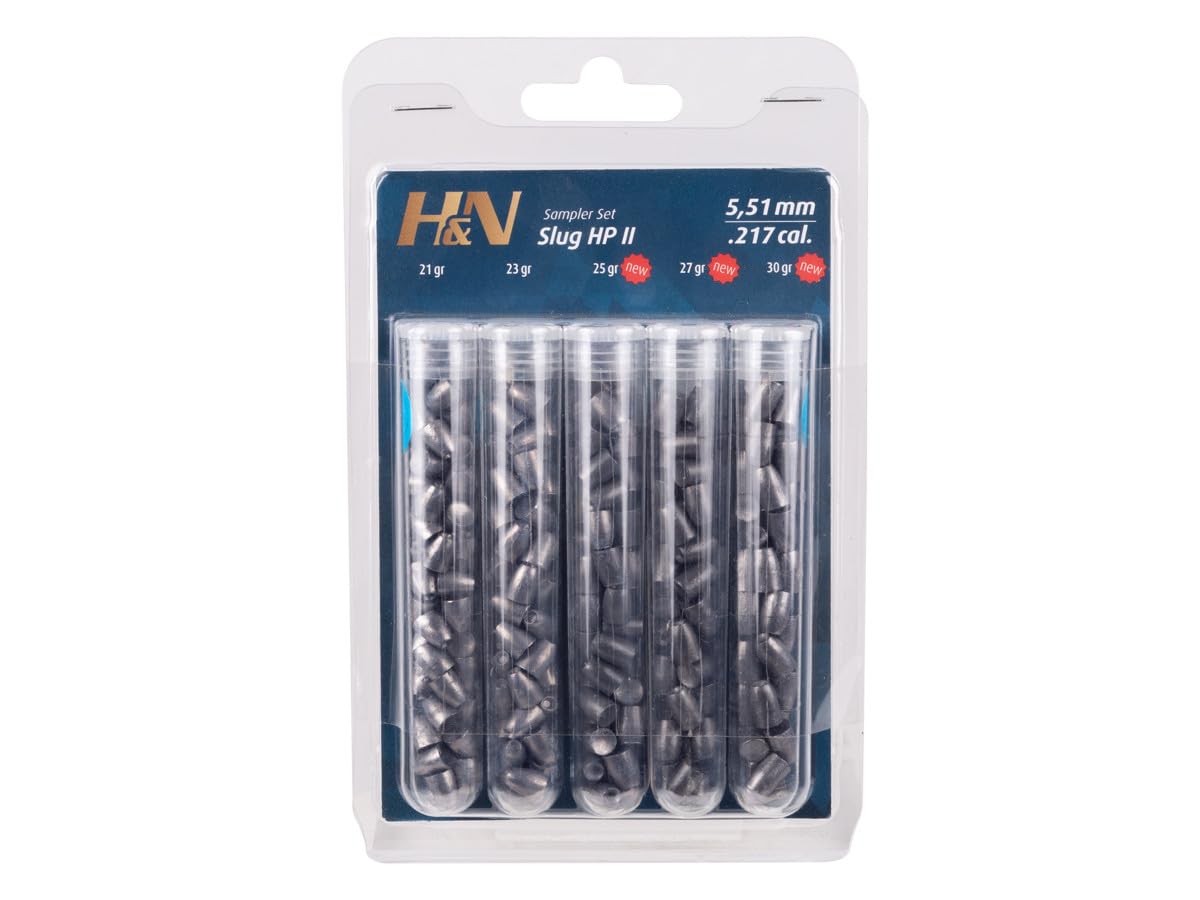 H&N Sport Slug HP II sampler pack with five .217 cal slugs for testing accuracy.