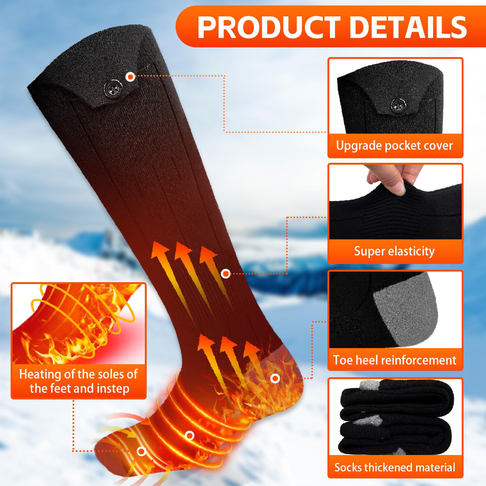 HNXKB heated socks toe and heel reinforced for durability