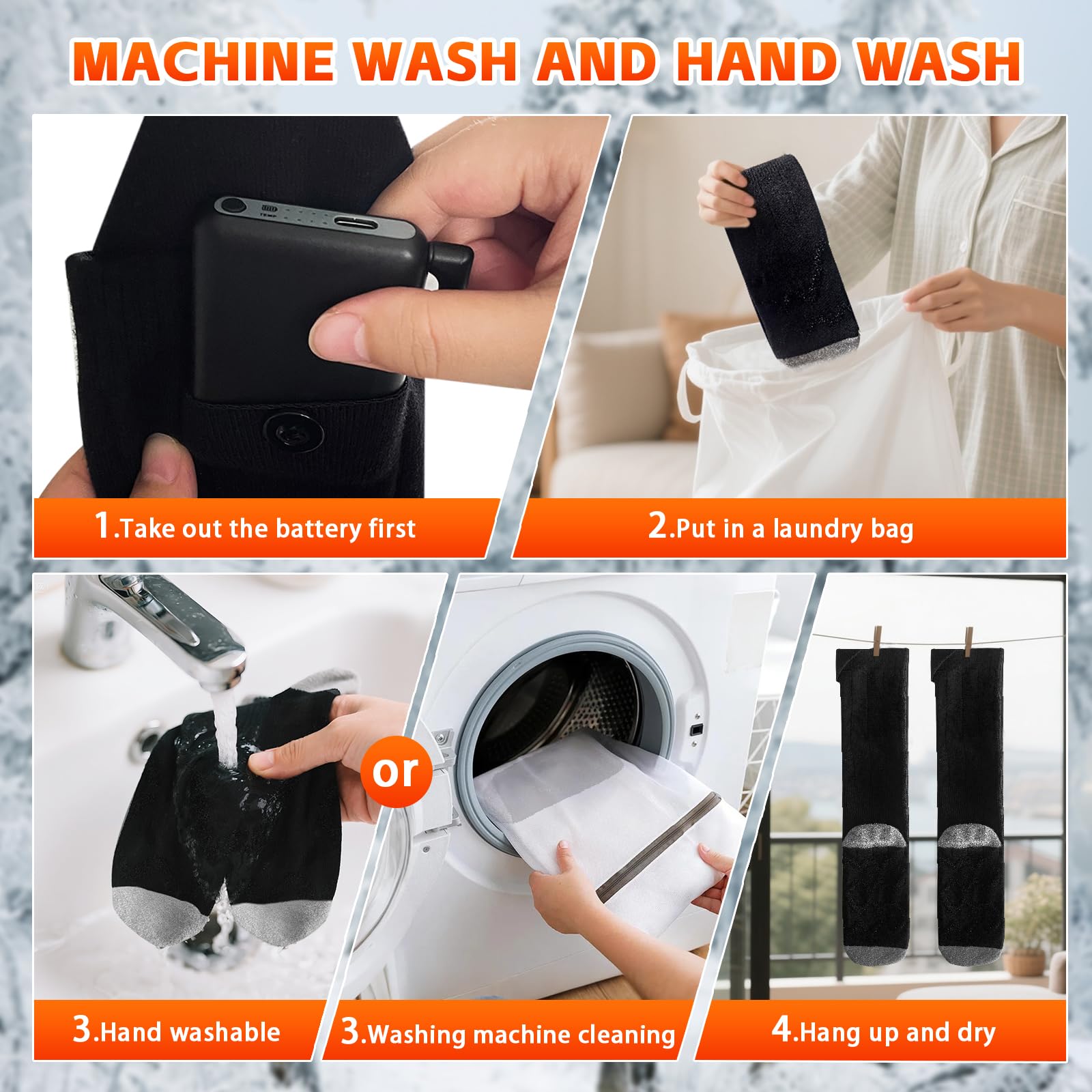 HNXKB heated socks washable with removable battery for easy cleaning