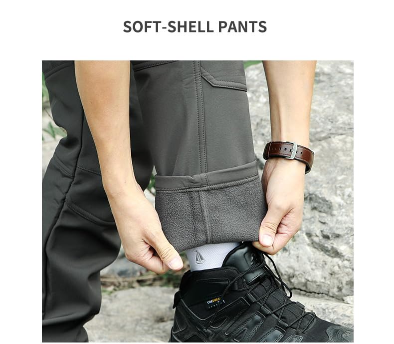 HOANCAQH mens tactical cargo pants khaki elastic waistband flexible fit for all day comfort