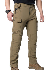 HOANCAQH mens tactical cargo pants khaki front view rugged outdoor work