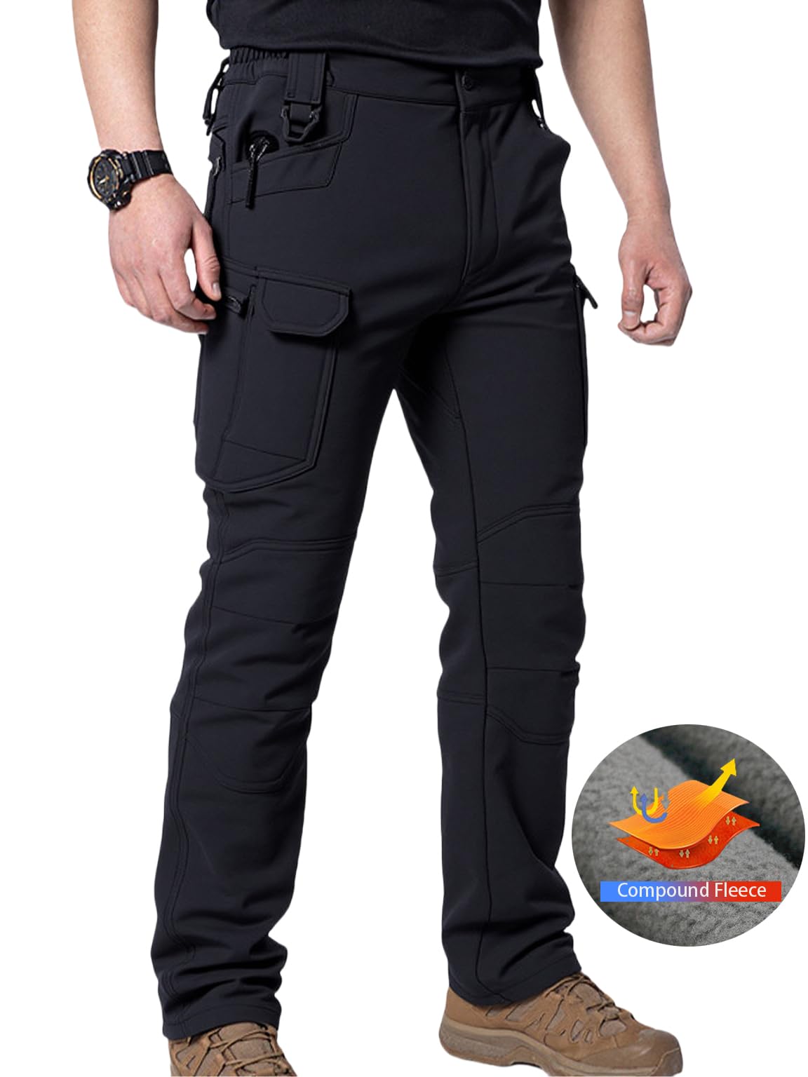 HOANCAQH tactical cargo pants reinforced knee detail boosts durability for rugged work