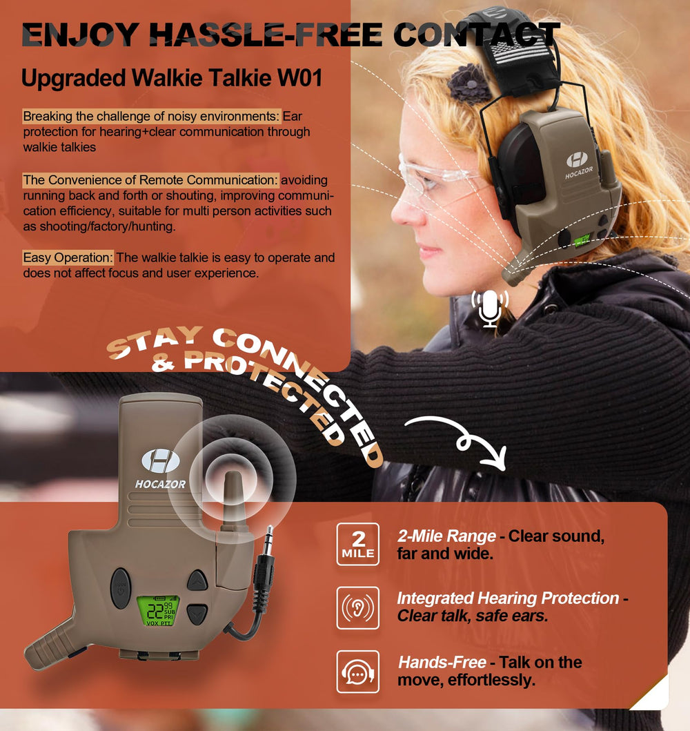 Hocazor W01 AUX cable connection enables integrated audio with earmuffs