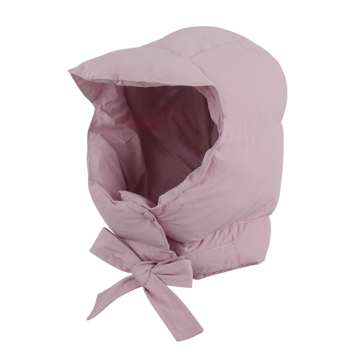 Hoce extra warm hat pink front view highlighting snug chin tie for a secure fit.