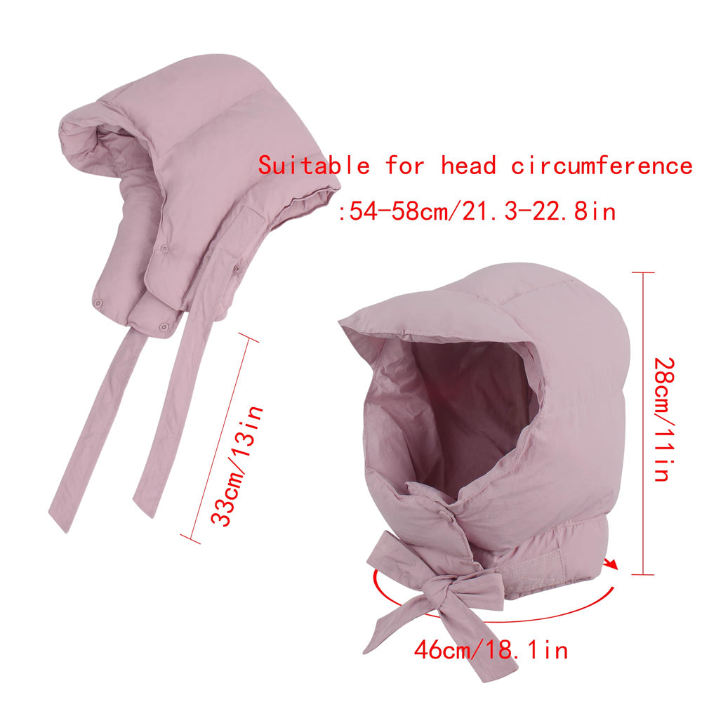 Hoce pink side view showing ear flaps for added warmth during outdoor activities.