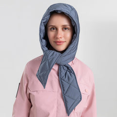 Hoce winter down hood hat blue, back view highlighting hood design