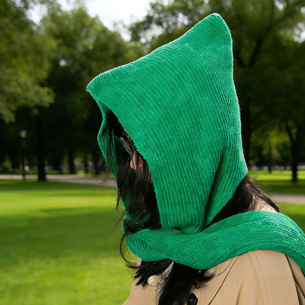 Hoce winter hat with neck scarf for two-in-one warmth.