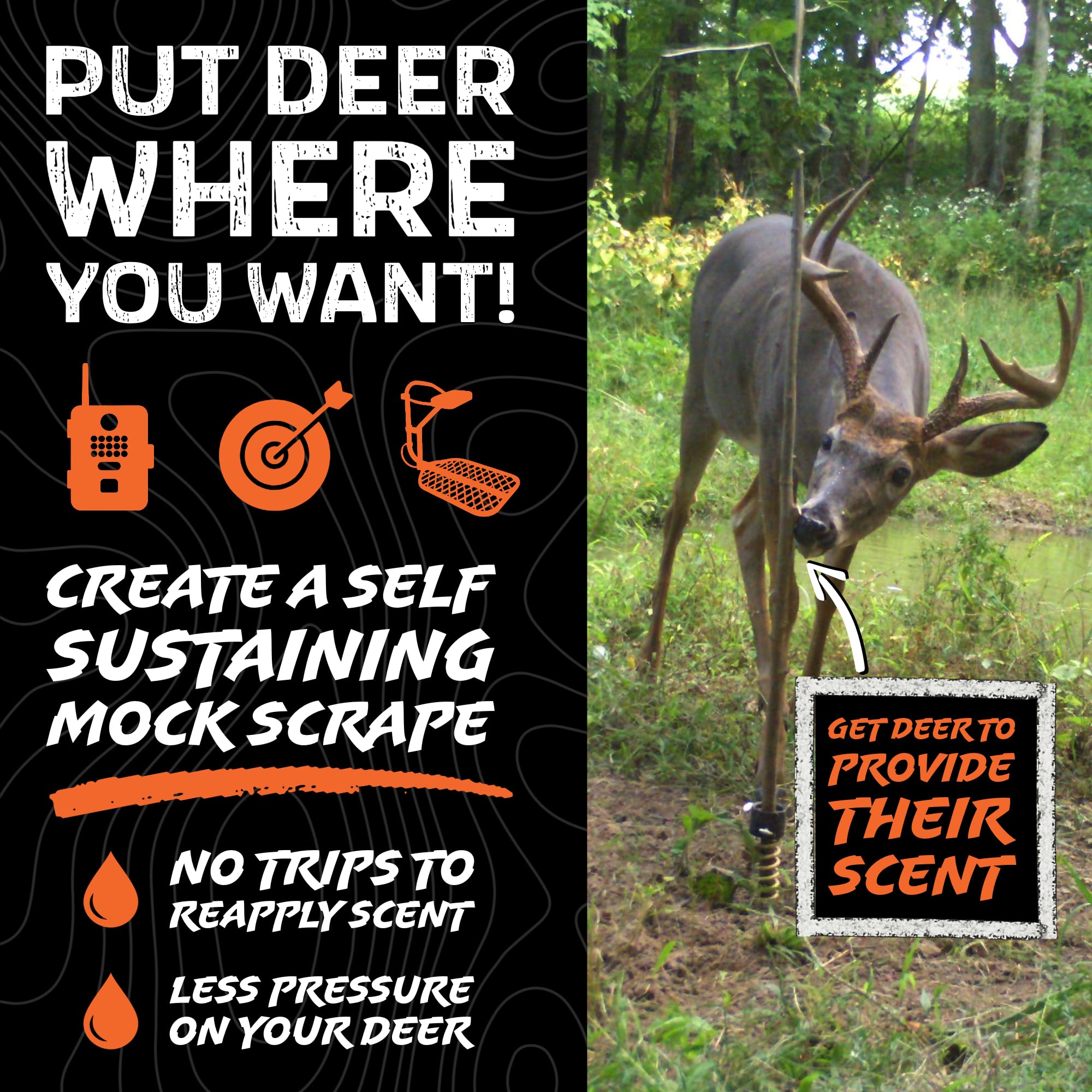 HODAG AllSeason Scent licking-branch setup indicates trail-lure without urine or estrus.