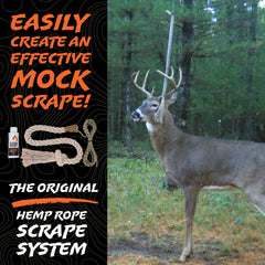 4 oz AllSeason scent bottle shown with rope, offering year-round attractant without urine.