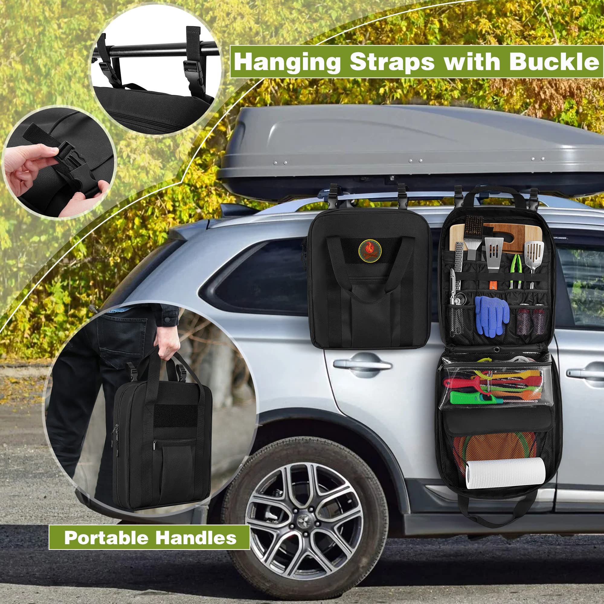 HODRANT camp organizer open main compartment for quick utensil sighting.