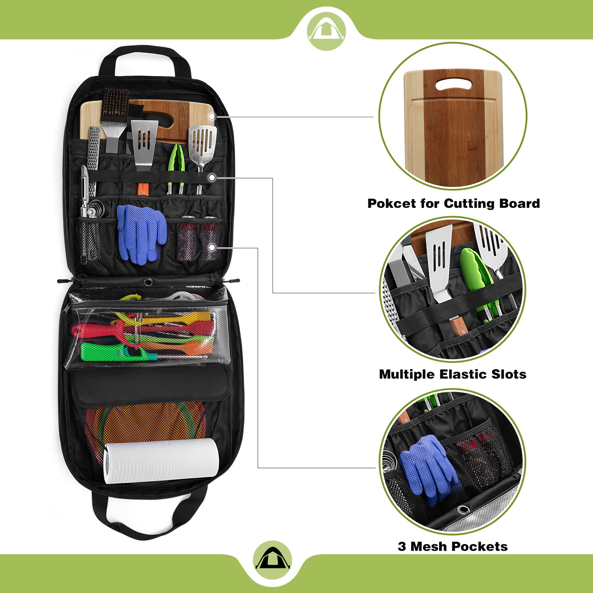 HODRANT upper space accommodates a cutting board and utensil slots for quick prep.