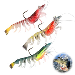 Front view of hoeslaw 3-piece pre-rigged fishing jigs showing silicone lead core construction