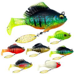 Front view of Hoeslaw 6pcs pre-rigged jig head soft fishing lures pack