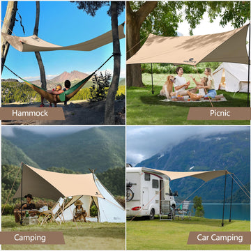 HOEYITO camping tarp packed size for easy transport and storage