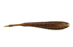 Hog Farmer Spunk Shad Green Pumpkin Magic 4.5 inch bait, front view to highlight color and visibility.