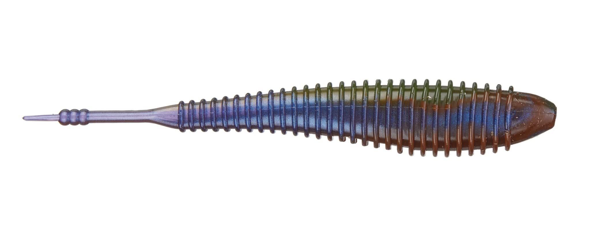 Hog Farmer Spunk Shad Green Pumpkin Magic 4.5 inch water sheen highlights shimmer.